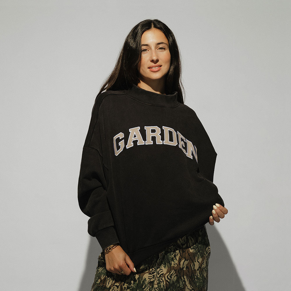 Garden Vintage Black Mock Neck
